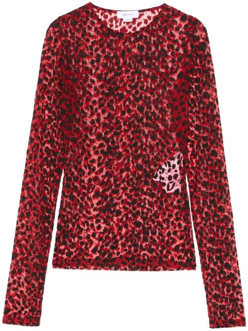 Devoré Leopard Top for Women in Red/Black ALEXANDER MCQUEEN | 807503QDAPG6053